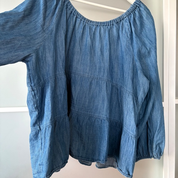 Old Navy Denim Tiered Top w/ long sleeves Sz XXL - Picture 5 of 7